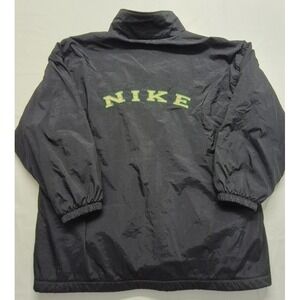 Vtg White Tag Nike Black Coat Jacket Sherpa Lined Windbreaker Embroidered XXL